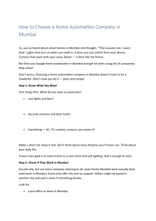 How to Choose a Home Automation Company in Mumbai