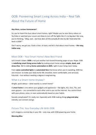 OOB Pioneering Smart Living Across India – Real Talk About the Future of Home