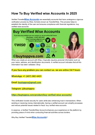 How To Buy Verified wise Accounts In 2025