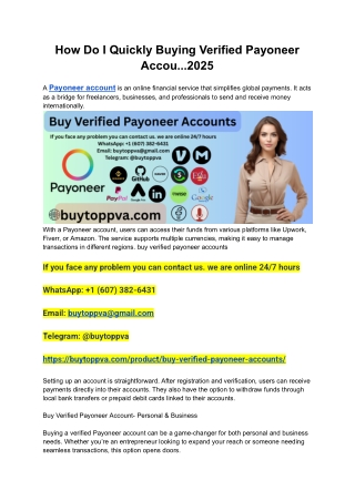 How Do I Quickly Buying Verified Payoneer Accou...2025