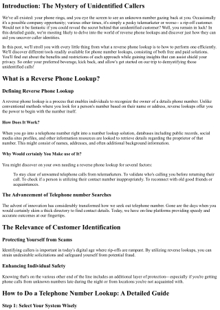 Discovering Caller Identities: A Detailed Guide to Reverse Lookups