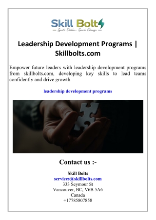 Leadership Development Programs  Skillbolts.com