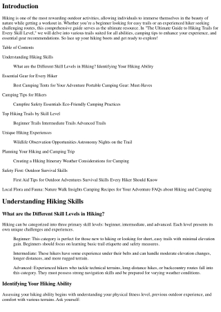 The Ultimate Guide to Hiking Trails for Every Skill Level