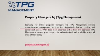 Property Managers Nj  Tpg Management