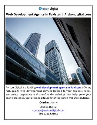 Web Development Agency In Pakistan Arckondigital.com