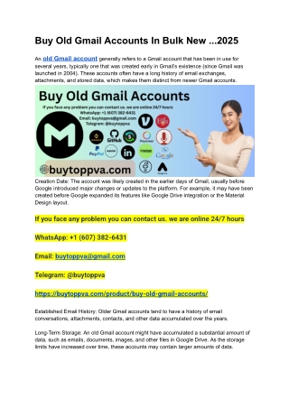 Buy Old Gmail Accounts In Bulk New