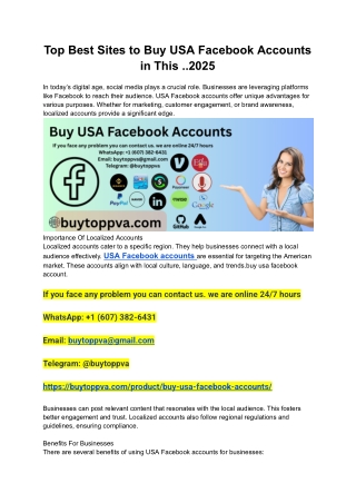 Top Best Sites to Buy USA Facebook Accounts in This ..2025