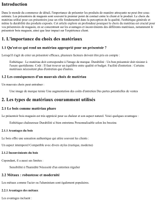 Pourquoi le choix du matériau est crucial pour vos présentoirs de magasin ?
