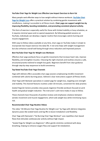 YouTube Chair Yoga for Weight Loss Effective Low-Impact Exercises to Burn Fat