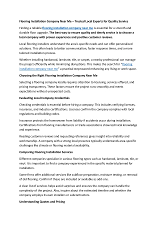 Flooring Installation Company Near Me – Trusted Local Experts for Quality Service