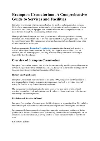 Brampton Crematorium: A Comprehensive Guide to Services and Facilities