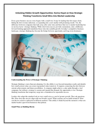 Unlocking Hidden Growth Opportunities - Karina Hayat on How Strategic Thinking Transforms Small Wins Into Market Leaders