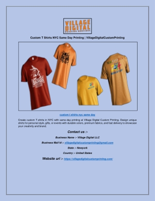 Custom T Shirts NYC Same Day Printing | VillageDigitalCustomPrinting