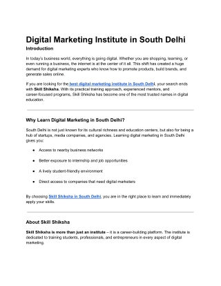 digital amrketing institue in delhi