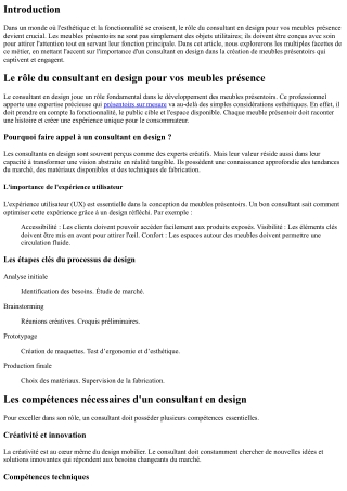 Le rôle du consultant en design pour vos meubles présence