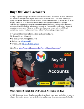 Buy Old & Verified Gmail Accounts Online - Search Review