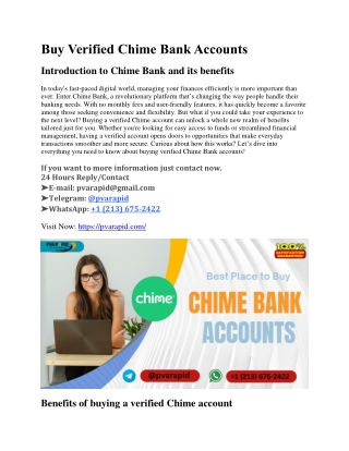 Buy Verified Chime Bank Accounts for Sale – Secure & Trusted Source