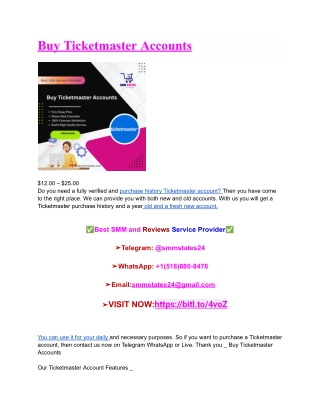 Buy Ticketmaster Accounts