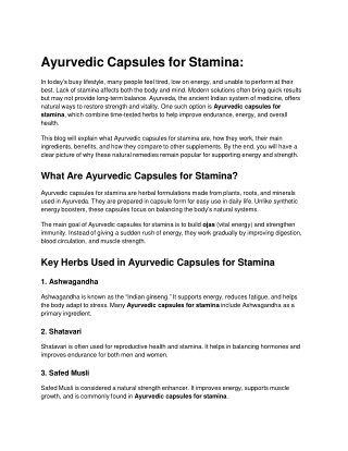 Ayurvedic Capsules for Stamina