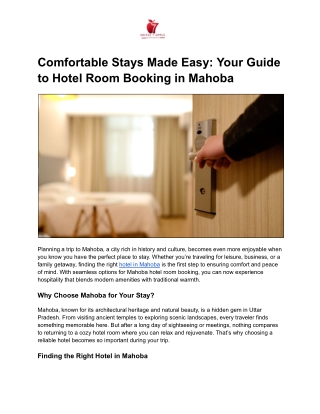 Comfortable Stays Made Easy_ Your Guide to Hotel Room Booking in Mahoba