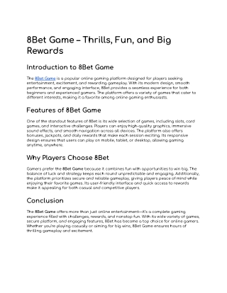8Bet Game – Thrills, Fun, and Big Rewards