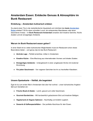 Amsterdam Essen_ Entdecke Genuss & Atmosphäre im Bunk Restaurant