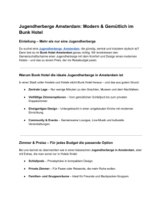 Jugendherberge Amsterdam_ Modern & Gemütlich im Bunk Hotel