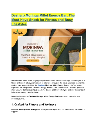 Desherb Moringa millet energy bar