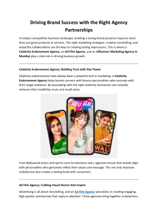Driving Brand Success with the Right Agency Partnerships