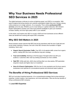 Why Your Business Needs Professional SEO Services in 2025