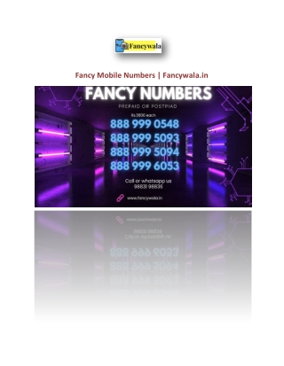 Fancy Mobile Numbers | Fancywala.in