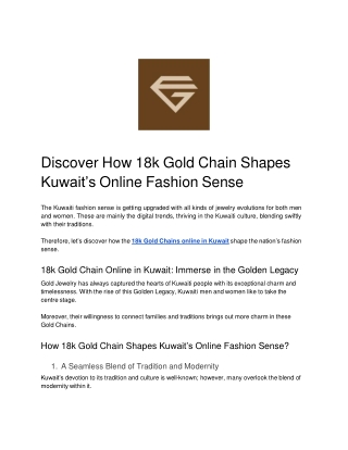 Discover How 18k Gold Chain Shapes Kuwait’s Online Fashion Sense