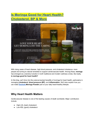 Is Moringa Good for Heart Health , Cholesterol, BP & More