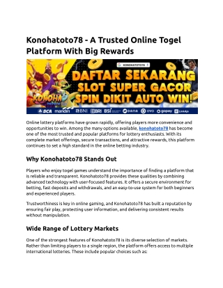 Discover the Features of konohatoto78