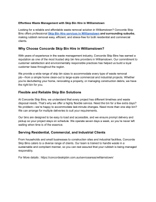 Skip Bin Hire Williamstown- Concordeskipbin