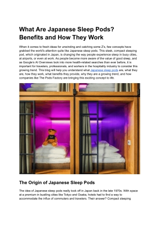 What Are Japanese Sleep Pods_ Benefits and How They Work