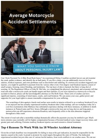 Compensation For Roadway Rash From A Motorbike Accident