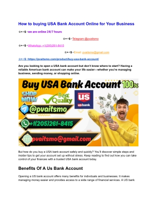 Buying Verified USA Bank Account Instant Delivery With Visa Card Active