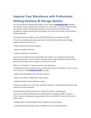 Canadian Rack & Pallet Racking | Storage Solutions in Oakville Ontario