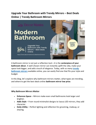 Upgrade Your Bathroom with Trendy Mirrors