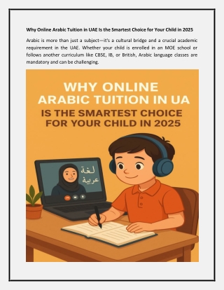 Why Online Arabic Tuition in UAE Is the Smartest Choice for Your Child in 2025