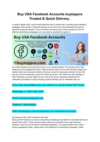 Buy USA Facebook Accounts buytoppva Trusted & Quick Delivery..