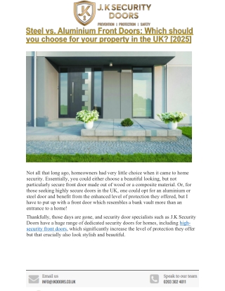 Steel vs. Aluminium Front Doors Which should you choose for your property in the UK [2025]