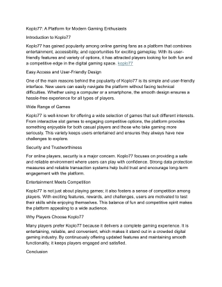 Koplo77 A Platform for Modern Gaming Enthusiasts