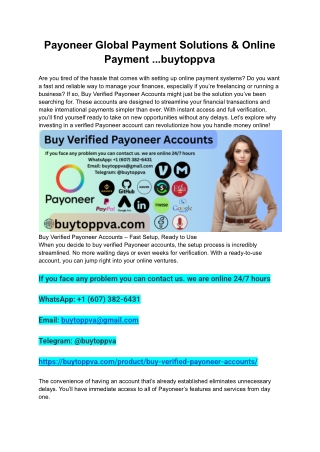Payoneer Global Payment Solutions & Online Payment ...buytoppva