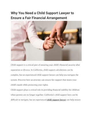 Why You Need a Child Support Lawyer to Ensure a Fair Financial Arrangement