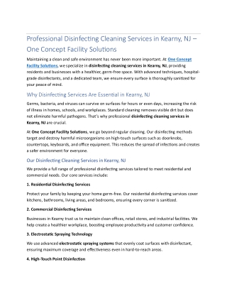 Disinfecting Cleaning Services Kearny NJ