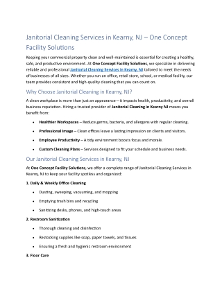 Janitorial Cleaning Services in Kearny, NJ