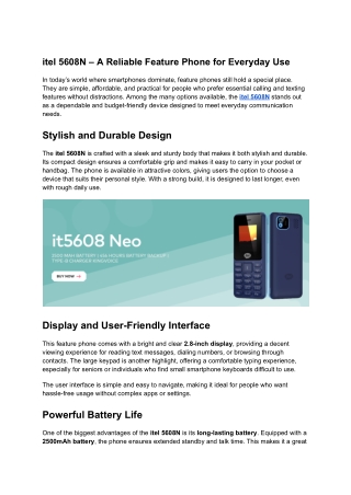 Buy itel 5608N Online – Best Price & Features in India