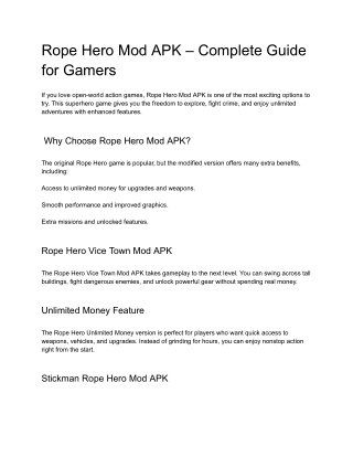 Rope Hero Vice Town PDF